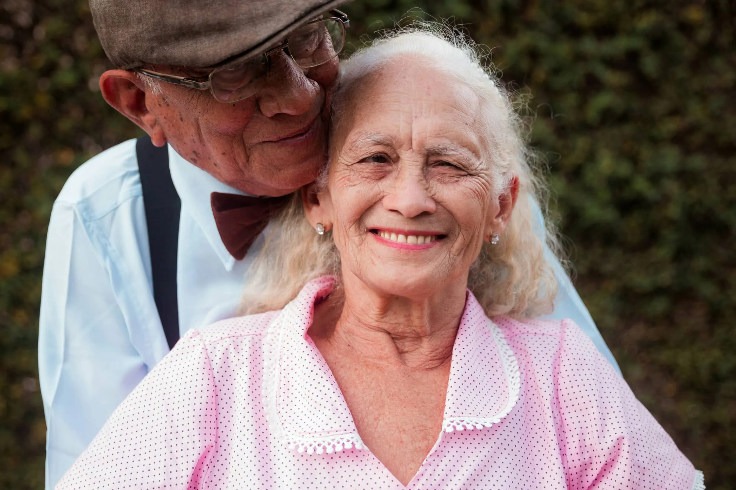 A couple embracing warmly